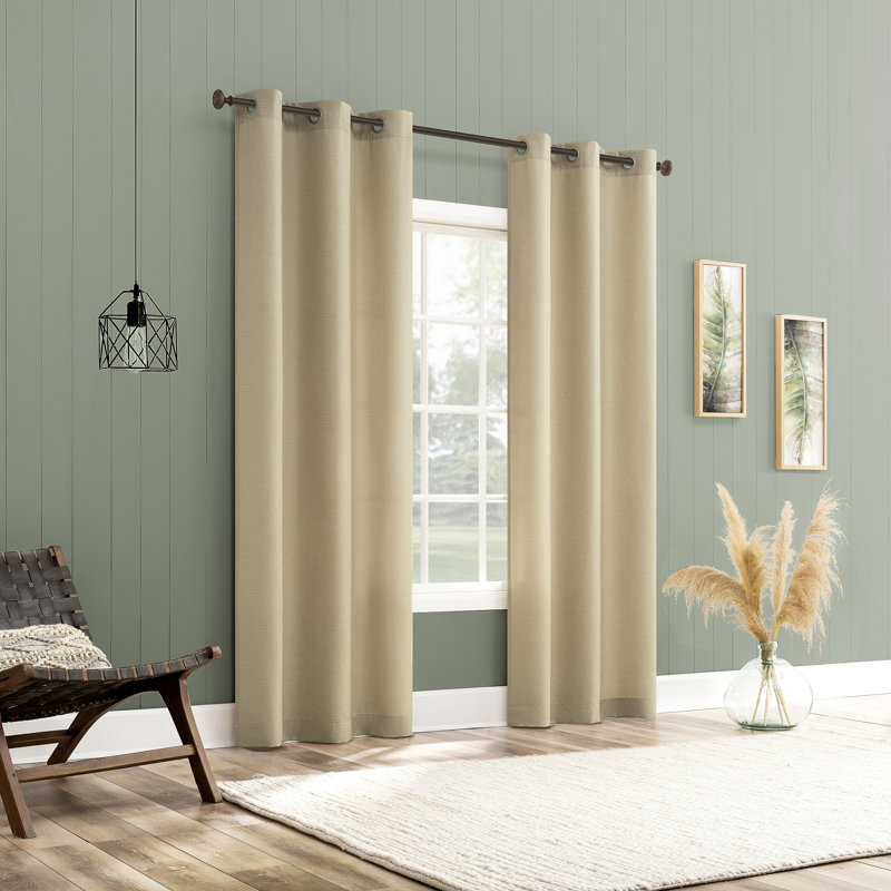 Panneau de rideau semi-diaphane avec œillets Landon, L 40 po x L 63 po, Beige