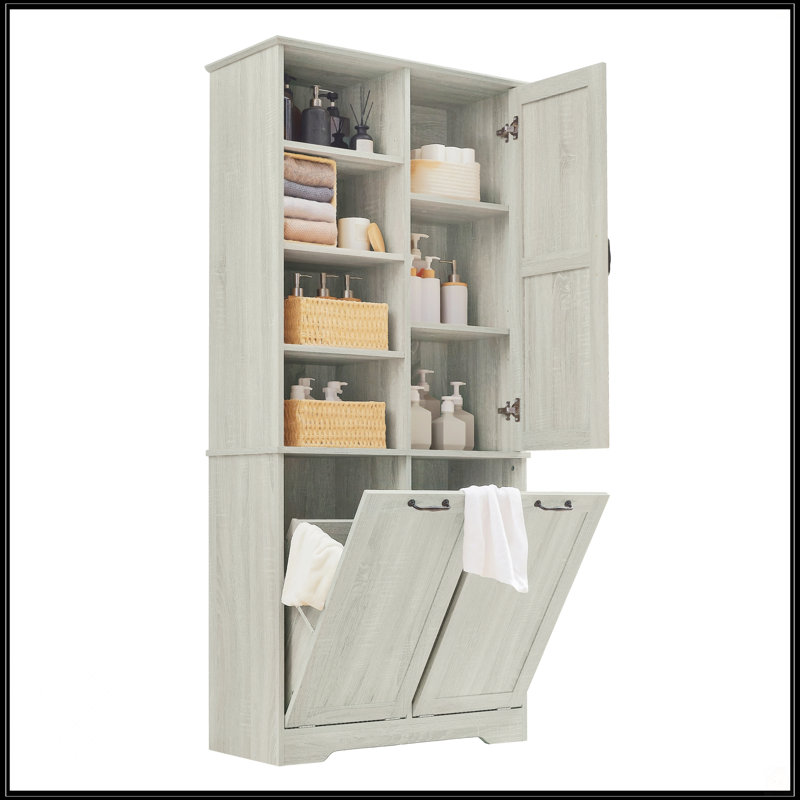 Armoire de rangement de salle de bain avec portes et tiroirs, Chêne