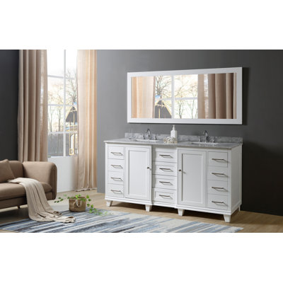 Arianit 72 " W Freestanding Standard Free Standing Single Double Vanity Bathroom Vanity With Marble Top