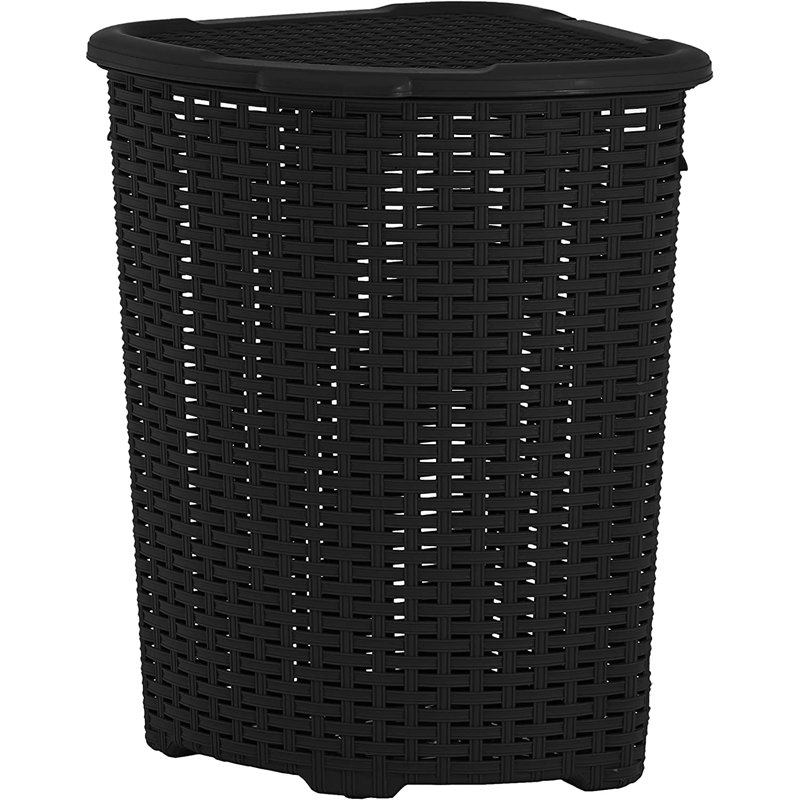 Wicker Laundry Hamper, Black