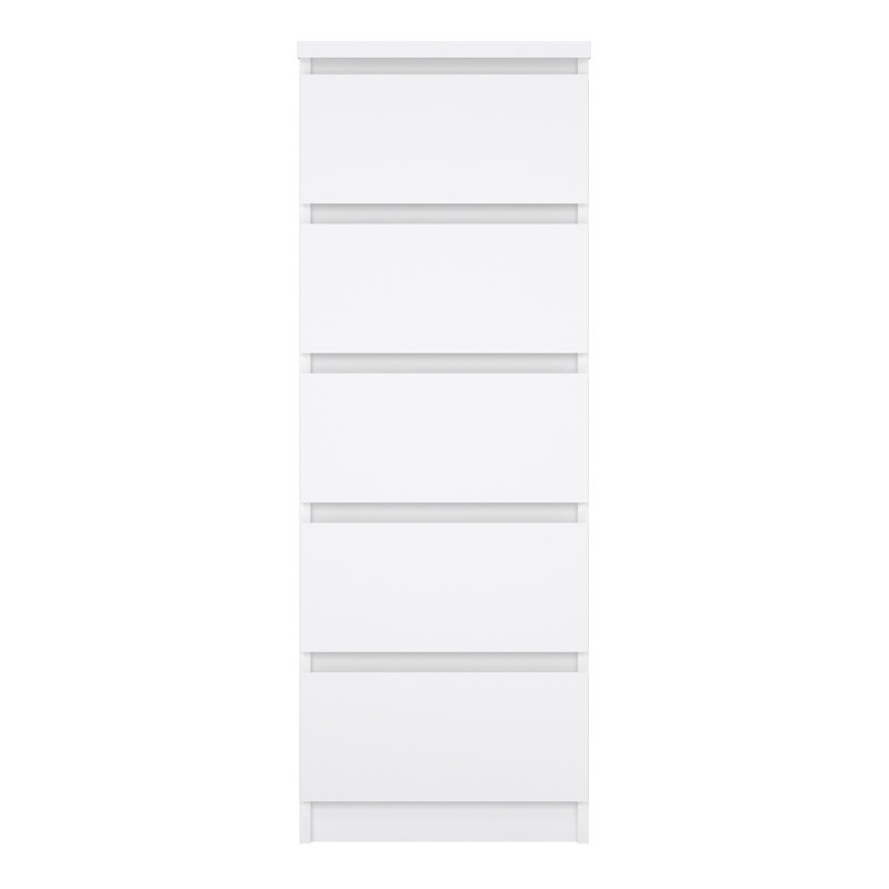 Caton 5 - Drawer Chest of Drawers, White High Gloss