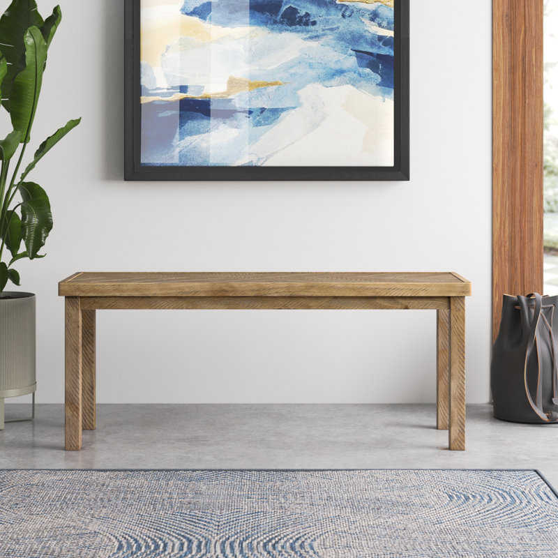 Banc de salle à manger de style rustique en bois massif à chevrons de 44 po de largeur Carveth, Brun