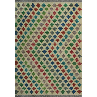 Tapis beige en laine tissé à la main One-of-a-Kind Renita
