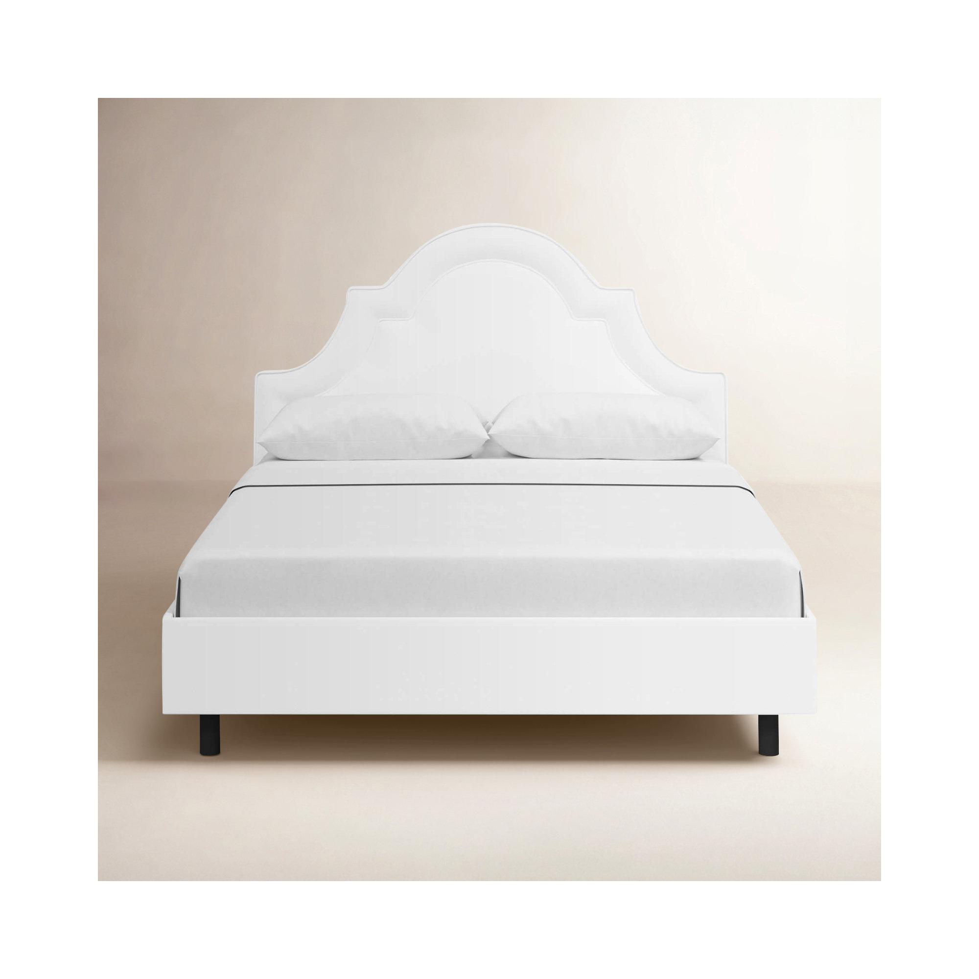 Knipe Upholstered Scalloped Bed, Queen, White Performance Twill