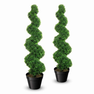 Lush Topiary Trees, Artificial Boxwood Tree Set for Porch, Maintenance Free Topiary for Indoor or Outdoor