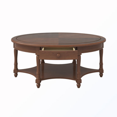 Table basse ovale avec tiroirs et tablettes