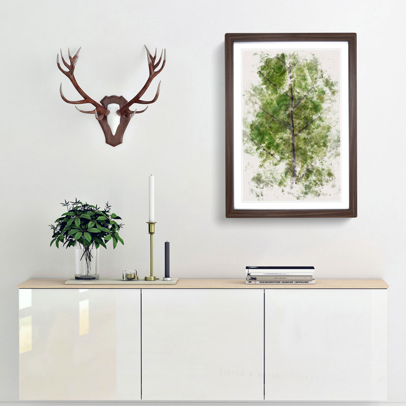 Leaf Lines - Framed Print, 33cm H x 24cm W x 2cm D, Walnut Framed