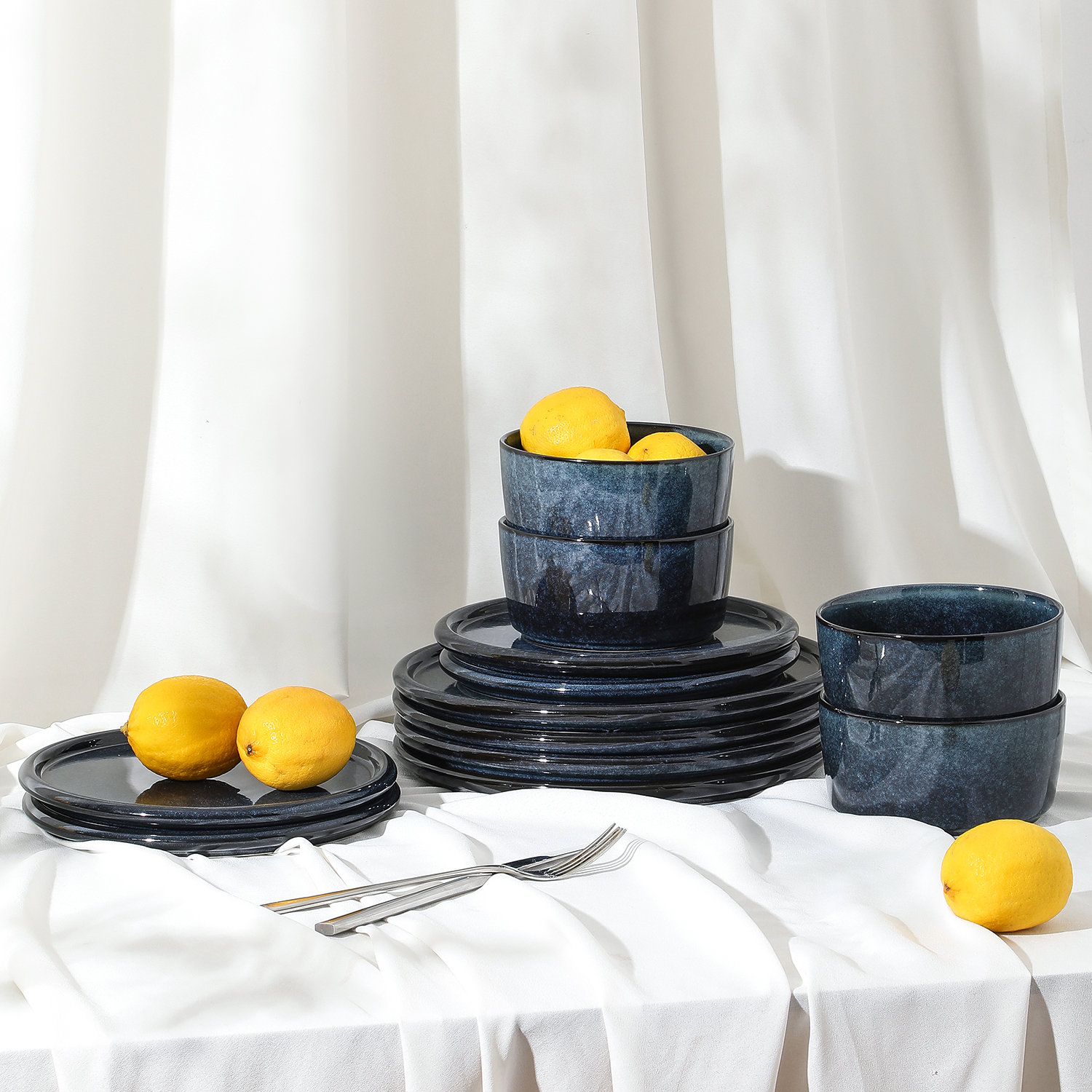 Eden Stoneware Dinnerware Set, Blue