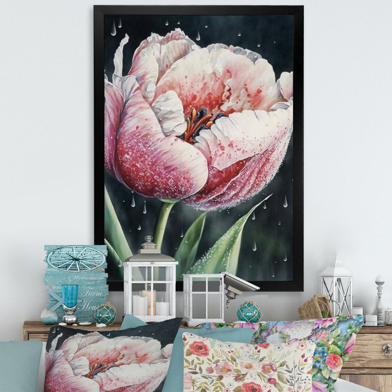 «Blooming Tulip Flowers Watercolor I», impression sur toile, H 40 po x l 30 po x P 1,5 po