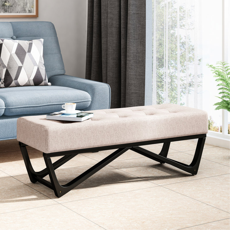 Aspect gaufré de style contemporain avec dessus moelleux et pieds géométriques avec siège à boutons moderne