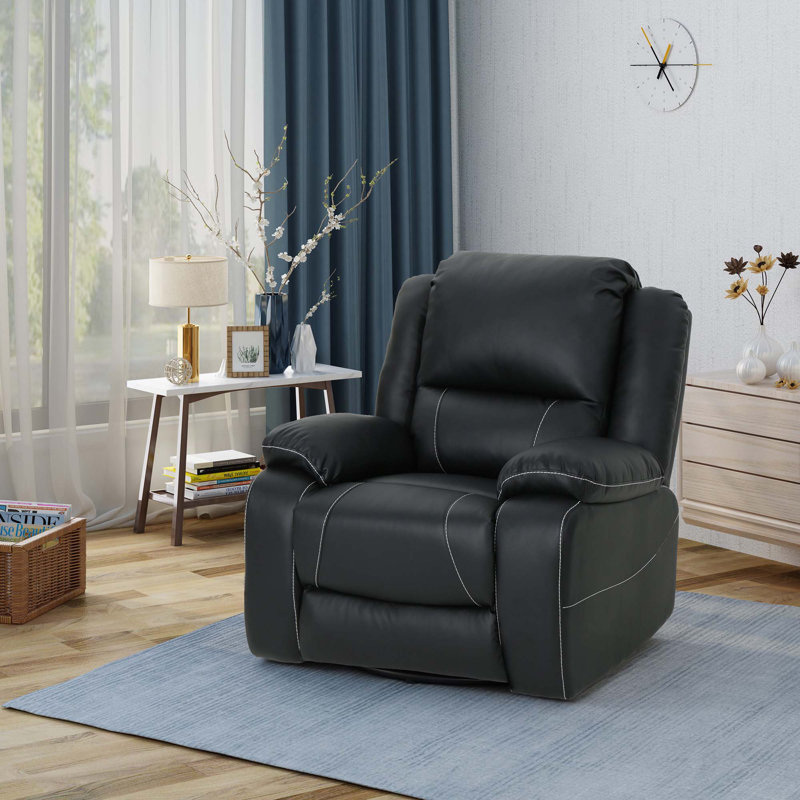 Anavia Faux Leather Swivel Recliner, Black