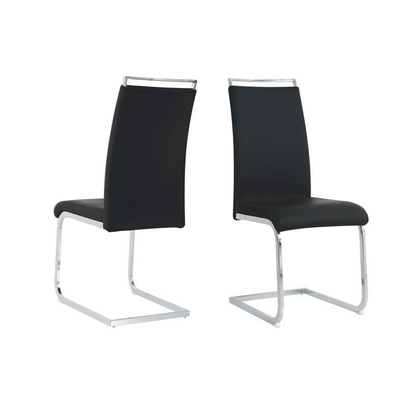 Stuhl 47cm H Upholstered Metal Cantilever Chair, Black