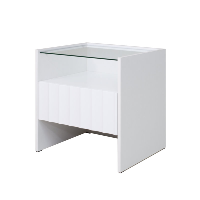Charday 40cm W Metal Bedside Table, White
