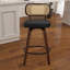 Chaises de bar pivotantes Pu, tabourets de bar rembourrés de style moderne Mid-Century avec pieds en bois-1812407478