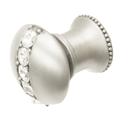 Caché round knob with flared foot with center of 5 rivoli Swarovski Clear Crystalsin 