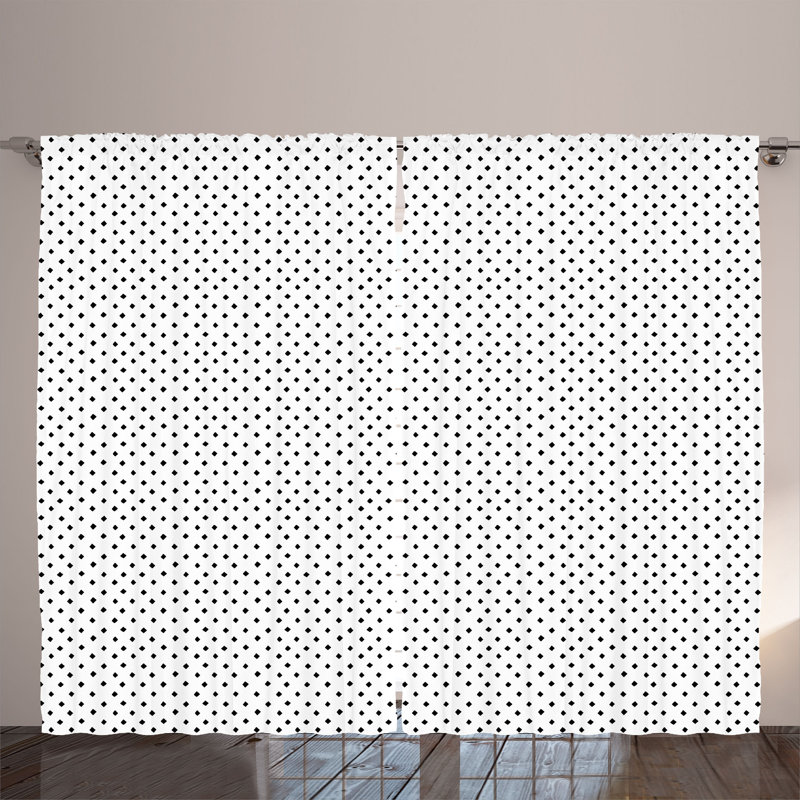 Rustic curtain, rhombus mosaic, black and white
