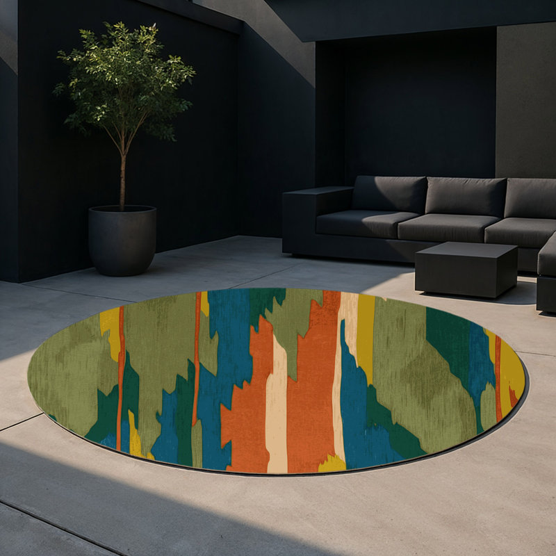 Prairie Current Indoor And Outdoor Area Rug, Round 5'