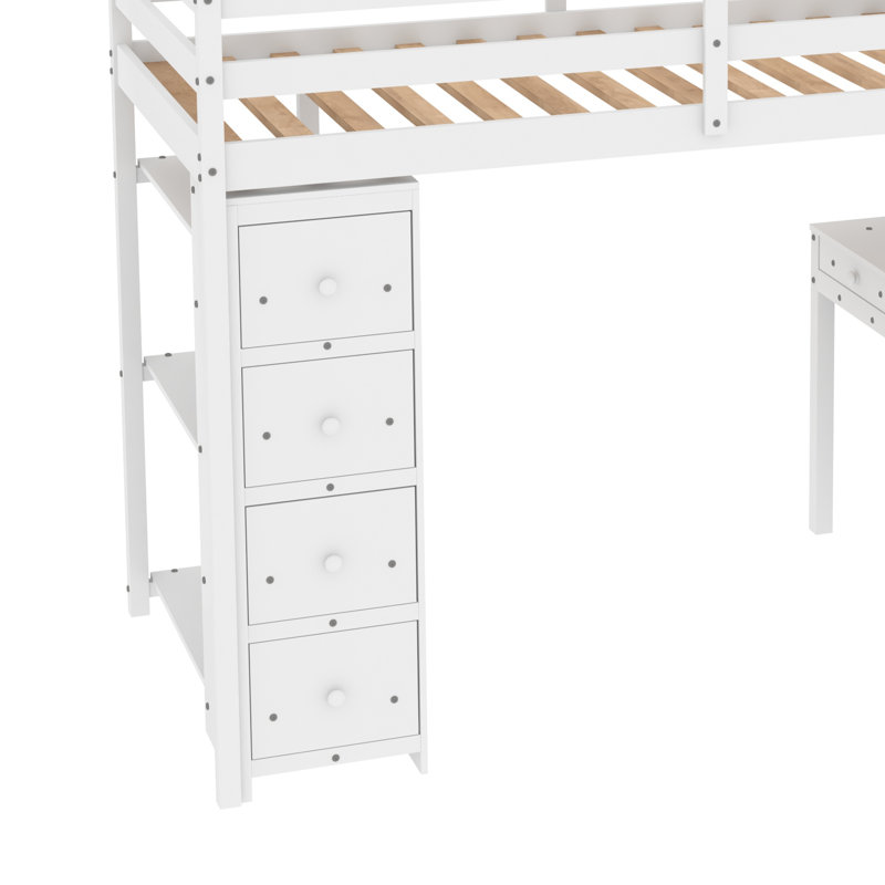 Kids Twin Loft Bed, White