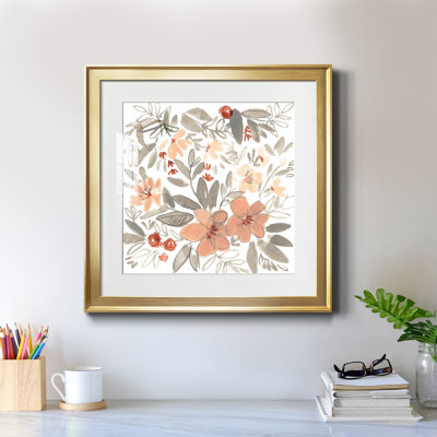 12_Pêche et rouille Blooms II - reproduction encadrée de qualité supérieure - prête à être accrochée