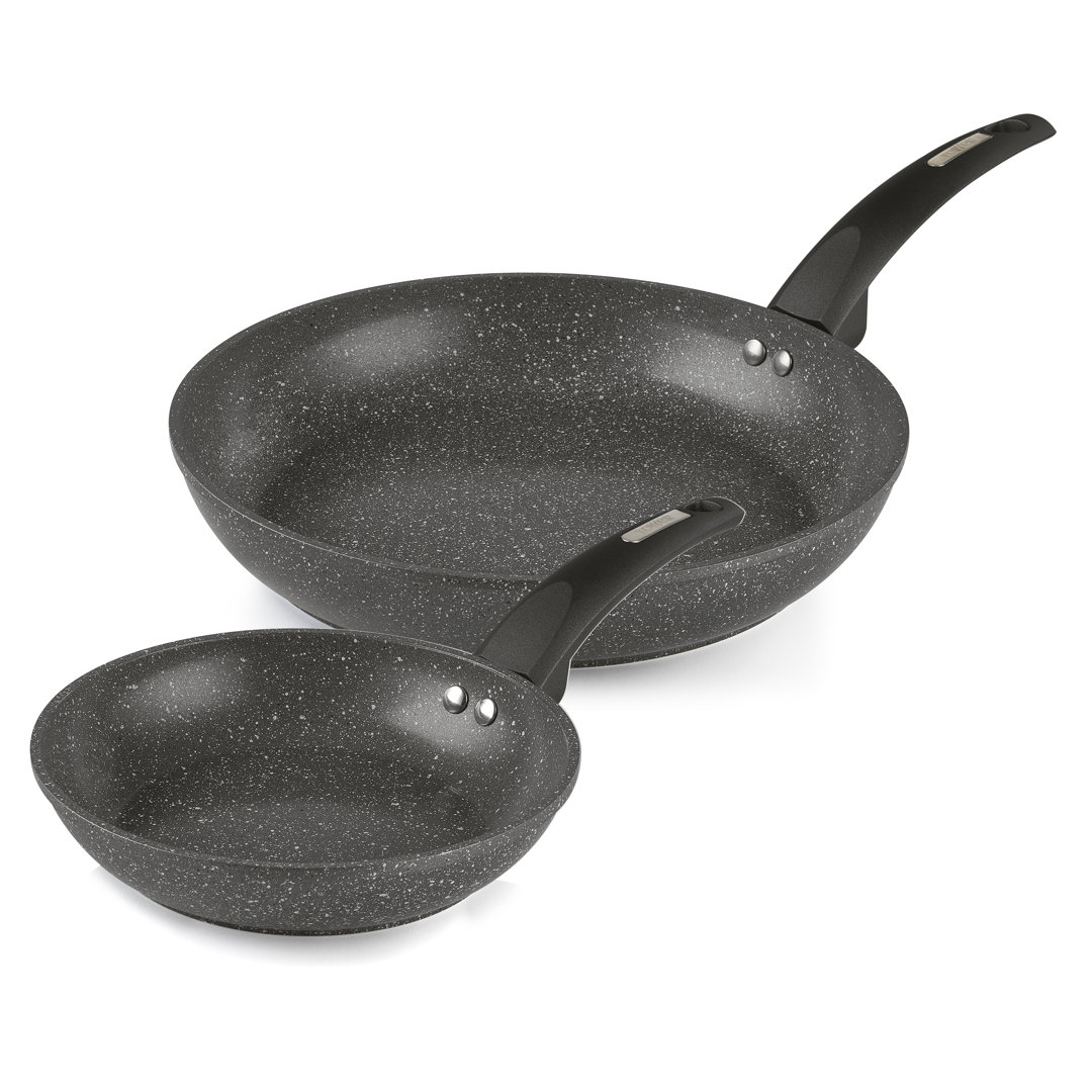 Tower 2 Piece Frying Pan Set - 20cm & 28cm - Cerastone Non-Stick - Forged Aluminium - Grey - Image 2