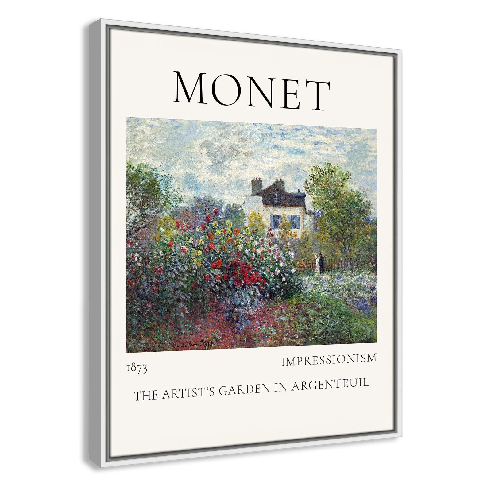 Artists Garden in Argenteuil Print by Claude Monet, No, 29.5" H x 23.5" W x 2" D, White Floater Frame