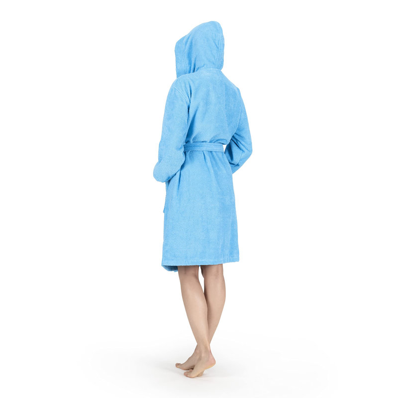 Collection de peignoir unisexe en coton à capuche, S, Bleu