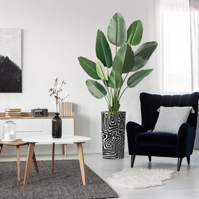 Arbre artificiel en pot, faux oiseau de paradis en soie, décoration de la maison (pot et arbre)