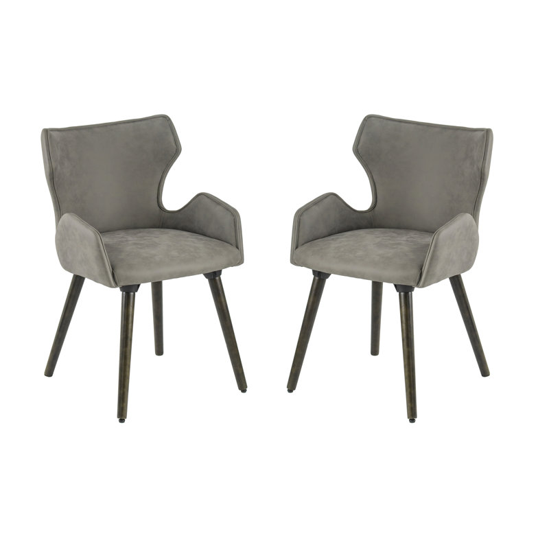 Fauteuil à oreilles en tissu Avril, Gris