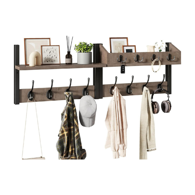 Wood Wall Organizer, Brown/Black