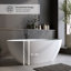 " oval matte white freestanding bathtub | solid surface stone resin | thick edge soaking tub | overflow & pop-up drain