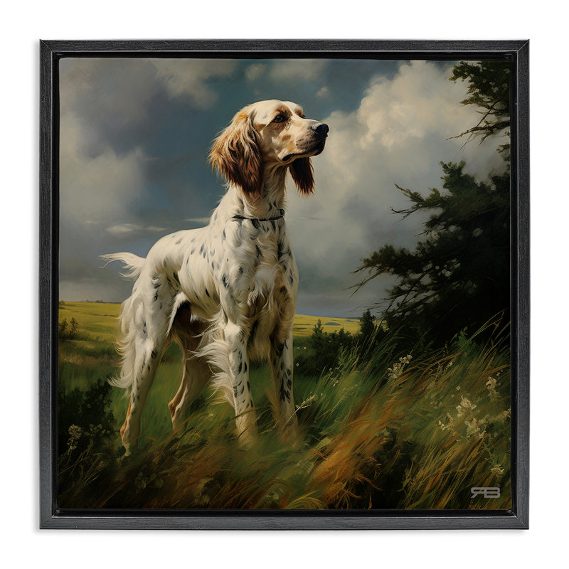 «Windswept Country Dog», toile encadrée flottante noire par Roozbeh Bahramali, Cadre flottant noir de jais, H 18 po x l 18 po
