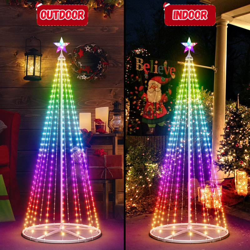 Lumières d'extérieur pour arbre de Noël, H 153,5 po x l 64 po x P 64 po
