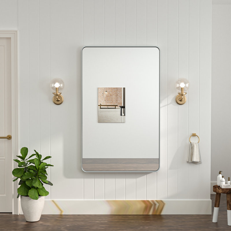 Miroir de salle de bain plombier en aluminium incassable et résistant à la rouille , 30 po x 48 po, Argent argent