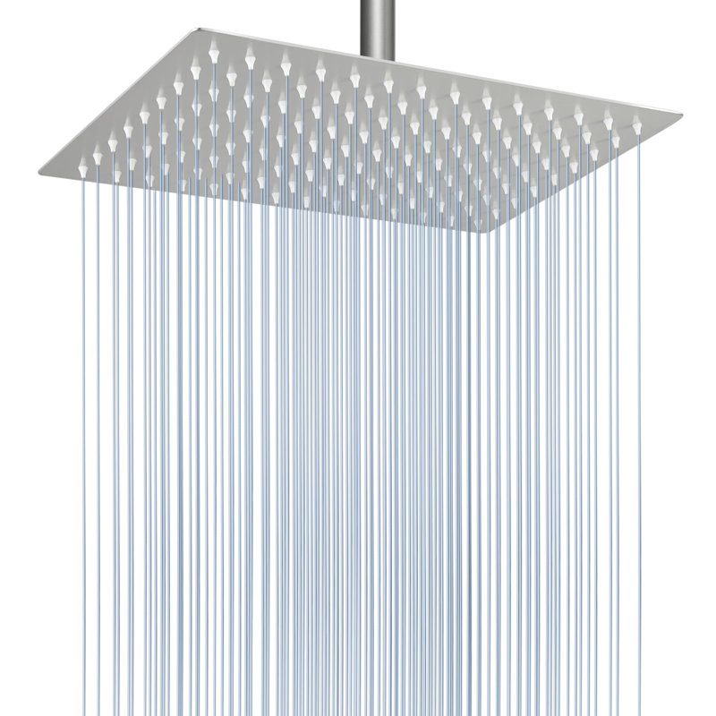 12x8 Inch Rectangle High Flow Rainfall Shower Head - 304 Stainless Steel Ceiling/Wall Mount, ‎Brushed Nickel, 1.8 GPM