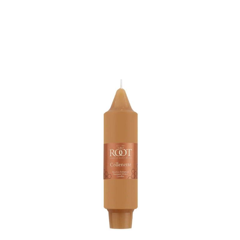 Smooth Collenette Unscented Taper Candle, Beeswax, 5" H x 1.25" W x 1.25" D