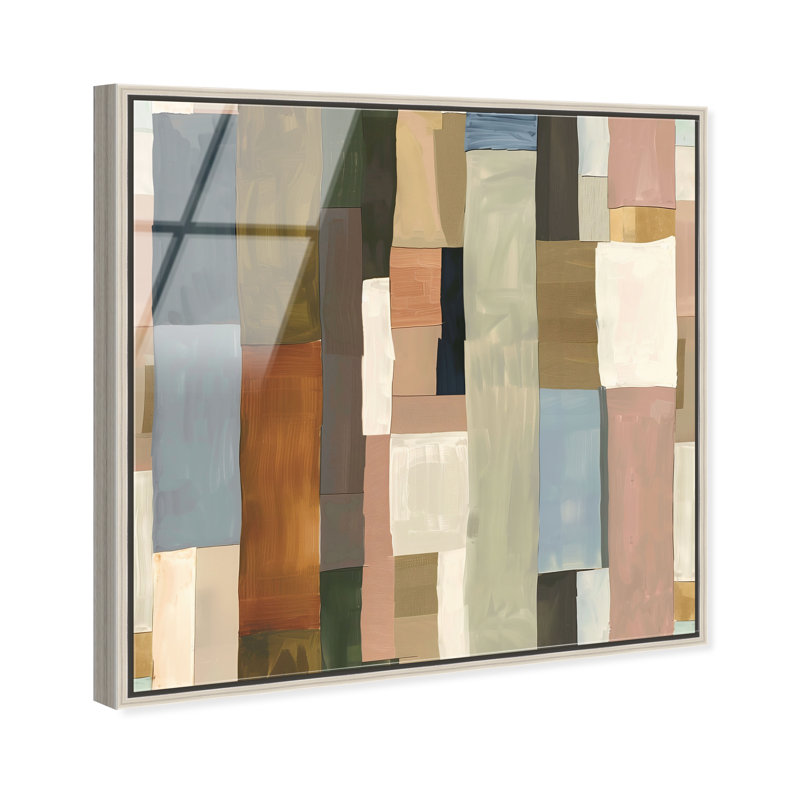 Beige Blocks II High-Gloss Frameless Acrylic Glass Wall Art Abstract Print by Oliver Gal, Ready to Hang, 12 x 12, 21"H x 21"W