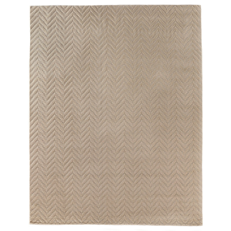 Demani Wool Chevron Area Rug in Linen, Rectangle 14' x 18'