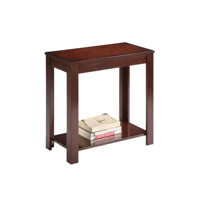 Table d'appoint traditionnelle en bois de 61 cm (24 po) avec rangement à deux niveaux, fini cerisier foncé
