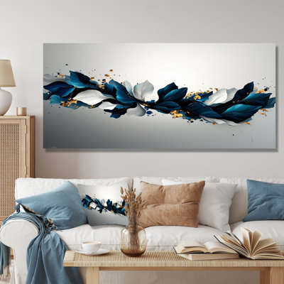 Geometric Rift Of Aqua Waves II - Abstract Metal Wall Decor, Geometric Metal Print