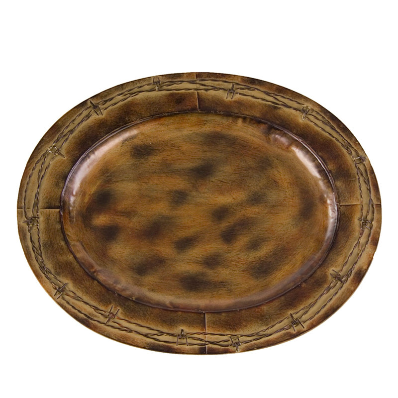 Ensemble de plateaux rustiques en fer brun clair, 22.5"