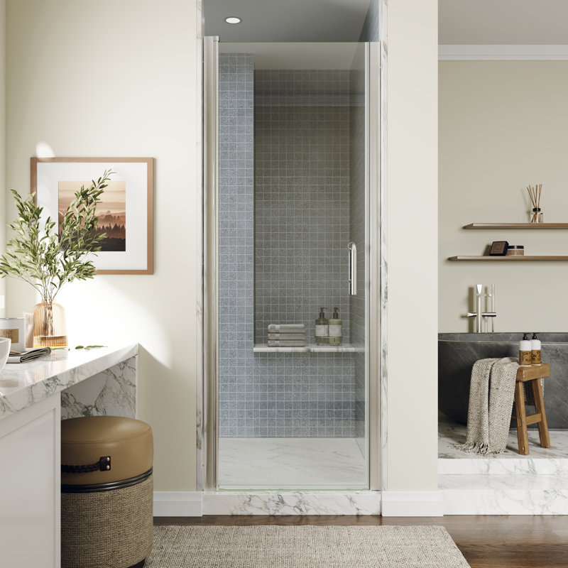 28-30 In.W X 72 In.H Pivot Frameles Shower Door With SGCC Certified Glass, Brushed Nickel