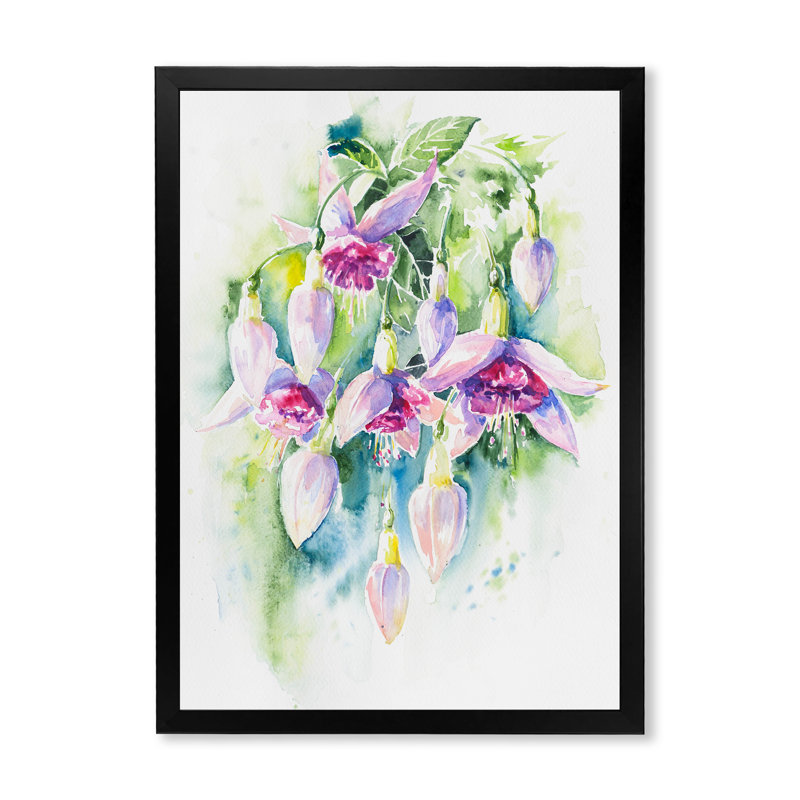 Bouquet de fleurs blanches fuchsia - décoration murale traditionnelle sur toile, H 40 po x l 30 po x P 1,5 po