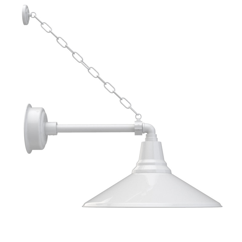 Luminaire de grange d’extérieur à del Albali, H 10,98 po x l 8 po x P 21,63 po, Blanc