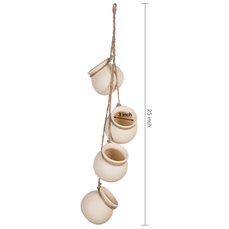 Ceramic Hanging Planter, Light Beige