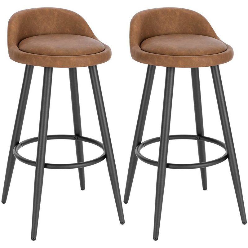 Ackeron Upholstered Counter Stool with Metal Frame, Brown