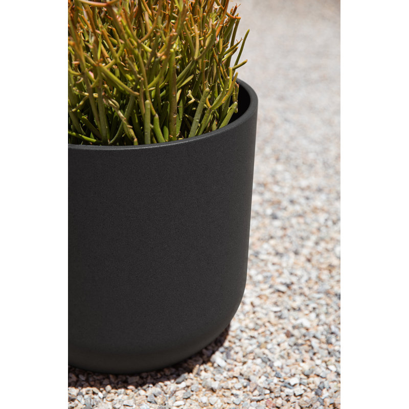 Mason Series Black Plastic-Stone 10" Planter Set of 2