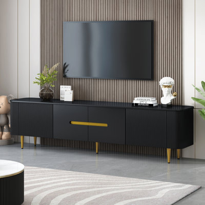 Entertainment Center Media Console with 4 Spacious Cabinets