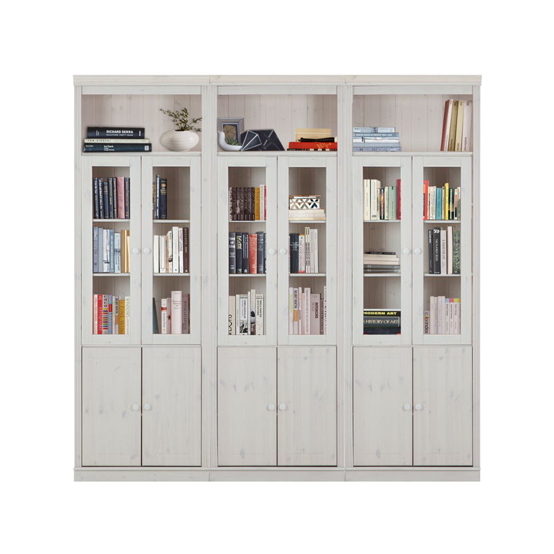 Demetricia 223cm H x 222cm W Library Bookcase, White