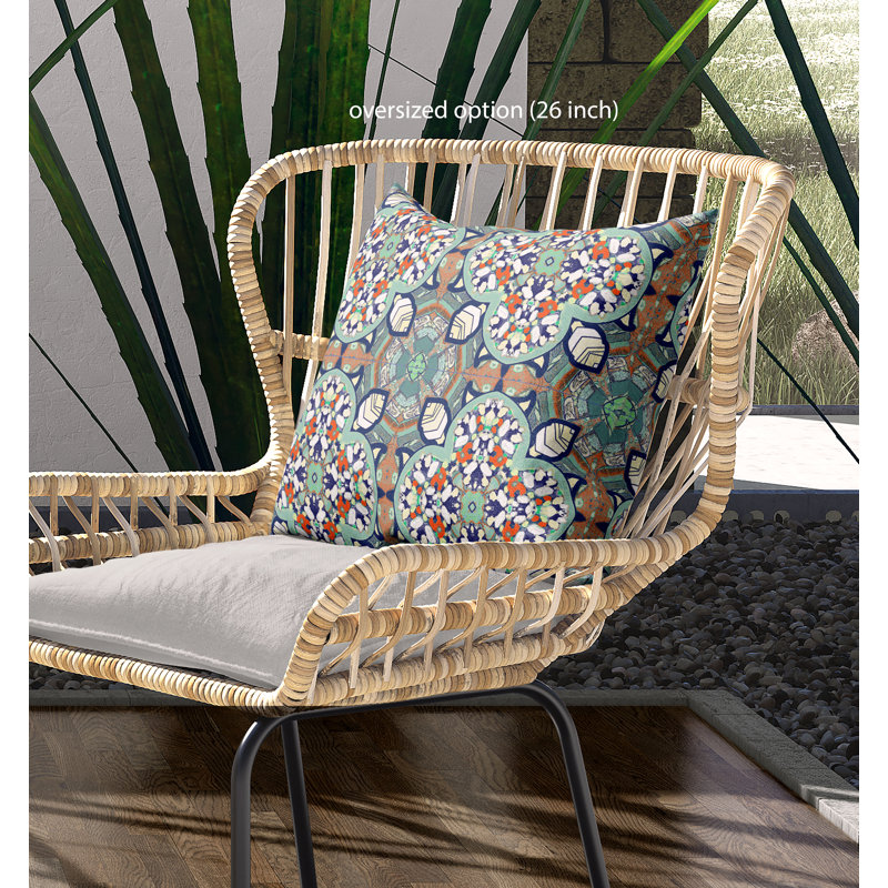 Housse de coussin carré et insert, 20 po X 20 po, Vert / orange pâle