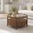 Solid Wood Round Glass Top Coffee Table with Storage Drawer
